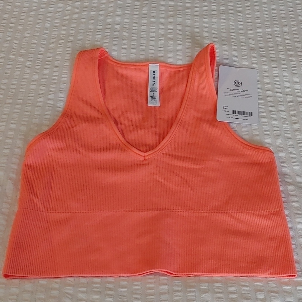 NWT Athleta Aurora Crop Rib Coral Tank - Picture 5 of 13
